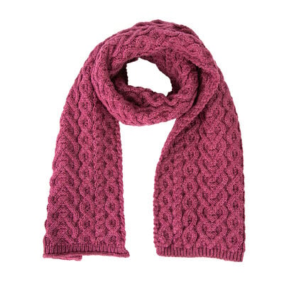 Aran Crafts Super Soft Heart Design Scarf  Magenta Pink Colour